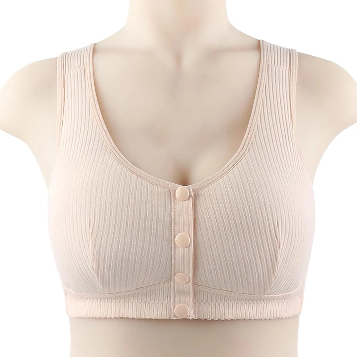 Daisy Bras for Older Women Front Closure No Underwire Supportive Bras Plus Size Push Up Bras Breathable Cotton Bras