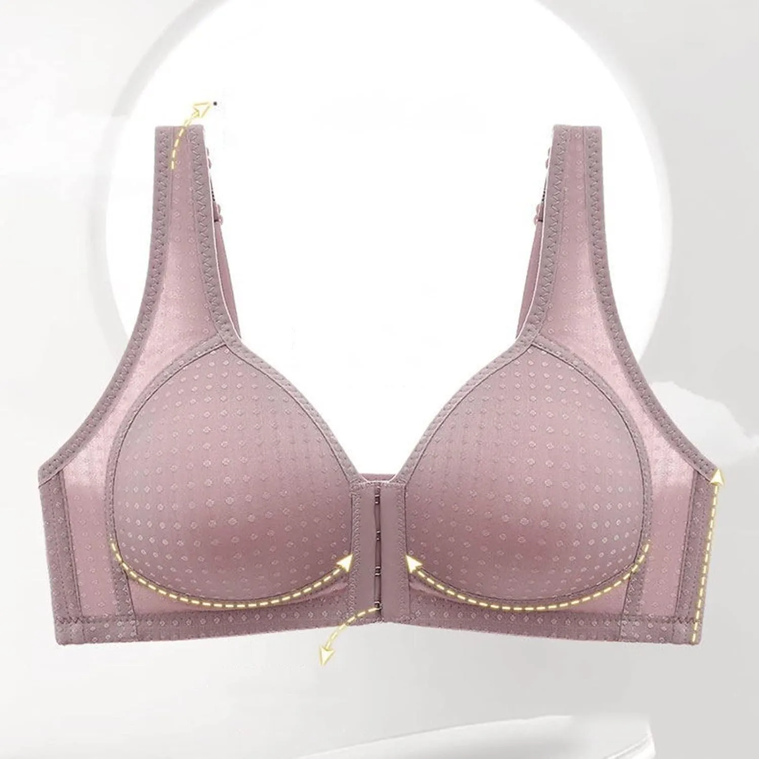 Daisy Bras for Older Women Front Closure Push up Bra No Underwire Front Opening Bra with Snaps Breathable Cotton Bras