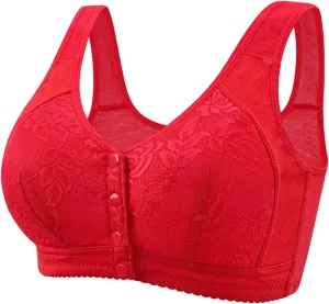 Daisy Bras for Older Women,Wireless Front Closure Push Up Bras Plus Size Full Coverage Comfortable Everyday Bra 2025
