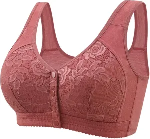 Daisy Bras for Older Women,Wireless Front Closure Push Up Bras Plus Size Full Coverage Comfortable Everyday Bra 2025