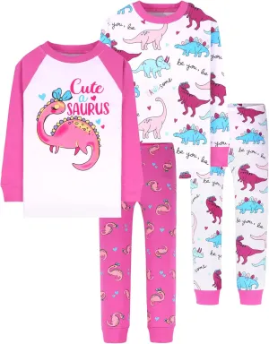 DAUGHTER QUEEN Girls 4 Pieces Cotton Pajamas Size 18 Months-12 Years