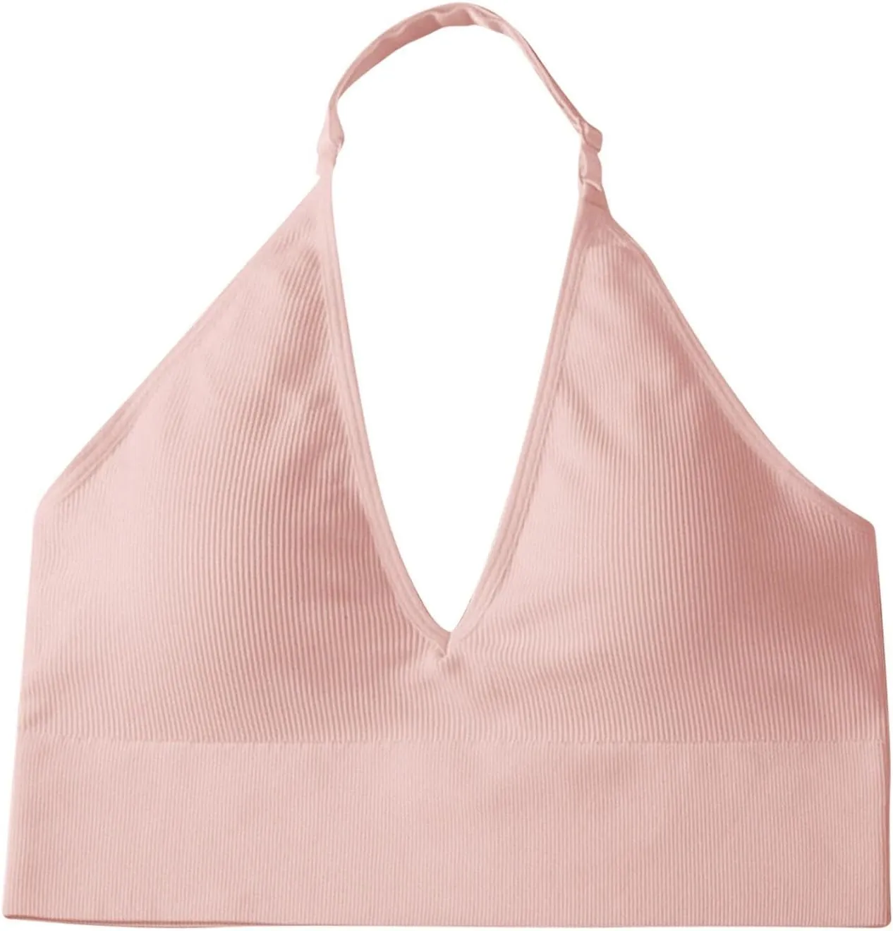 Deep Plunge Ribbed Tank Top Pack for Woman V Neck Seamless Raceback Sexy Sleeveless Crop Top Halter Yoga Bra