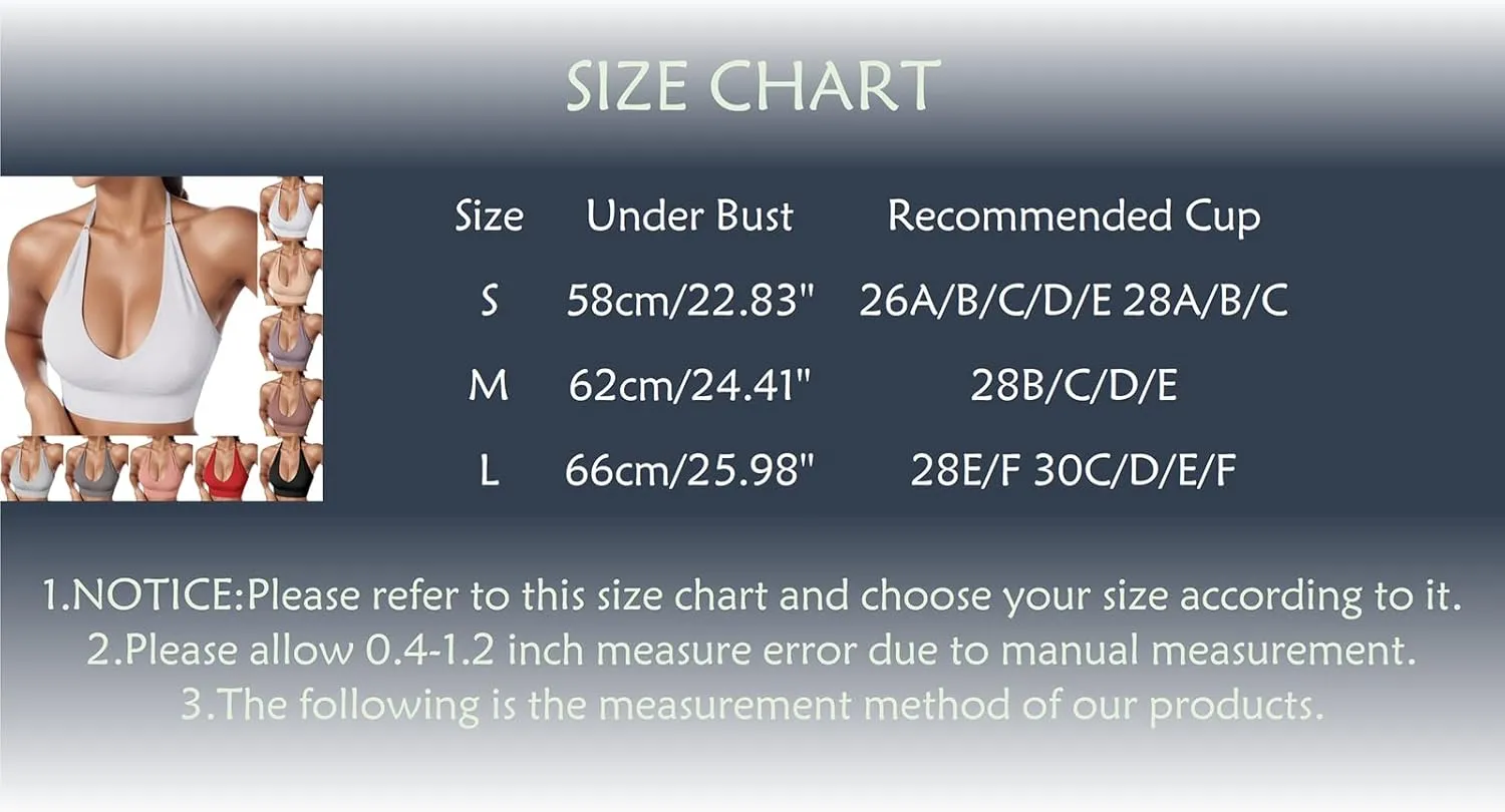 Deep Plunge Ribbed Tank Top Pack for Woman V Neck Seamless Raceback Sexy Sleeveless Crop Top Halter Yoga Bra