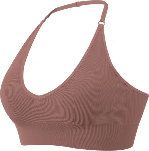 Deep Plunge Ribbed Tank Top Pack for Woman V Neck Seamless Raceback Sexy Sleeveless Crop Top Halter Yoga Bra
