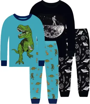 Dolphin&Fish Boys Pajamas 4Piece Toddler Kids Pjs Sets Cotton Toddler Clothes Sleepwears