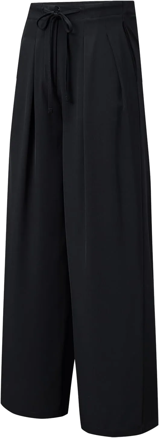 EVALESS Womens High Waisted Straight Leg Long Palazzo Pants Casual Business Office Work Trousers