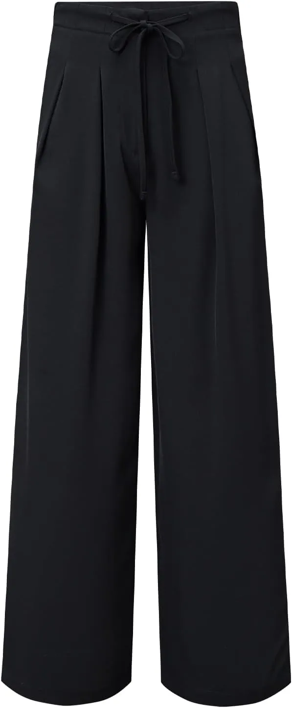 EVALESS Womens High Waisted Straight Leg Long Palazzo Pants Casual Business Office Work Trousers