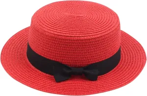 Fashion Panama Straw Hats for Girls and Boys Summer Leisure Wide Brim Fedora Caps Outdoors Beach Sun Hats UV Protection Kids
