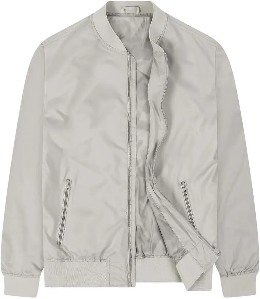 FMCHICO Men Bomber Jacket Lightweight Windbreaker Jackets Casual Fashion Winter Fall Coat with Pocket