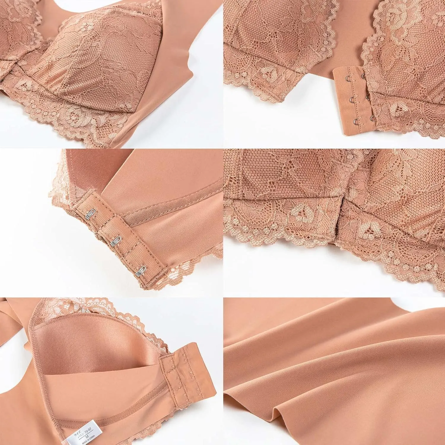 Front Closure Bras for Women Lace Push Up Gathered Bra No Underwire Full Coverage Plus Size Beauty Back Bralette