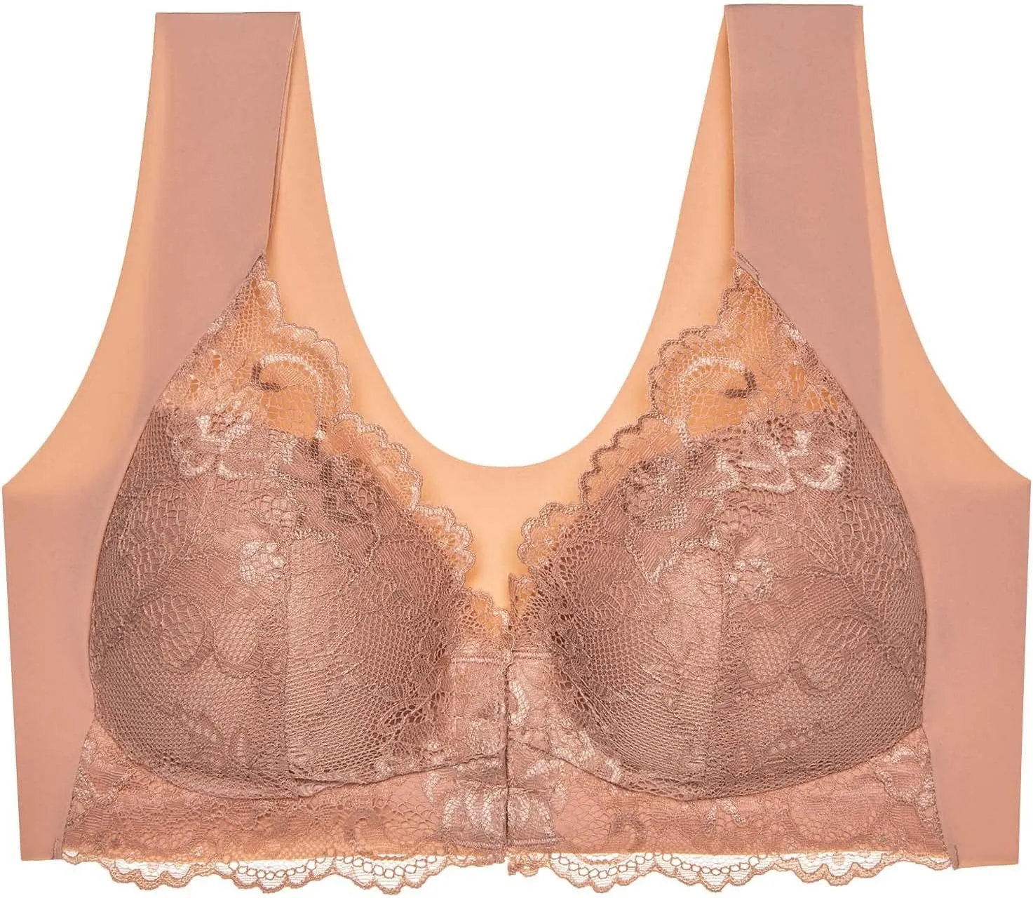 Front Closure Bras for Women Lace Push Up Gathered Bra No Underwire Full Coverage Plus Size Beauty Back Bralette