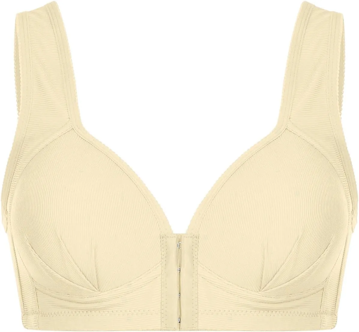Front Closure Wireless Bras for Women Full Coverage Post Surgery Compression Back Smoothing Comfort Adjustable
