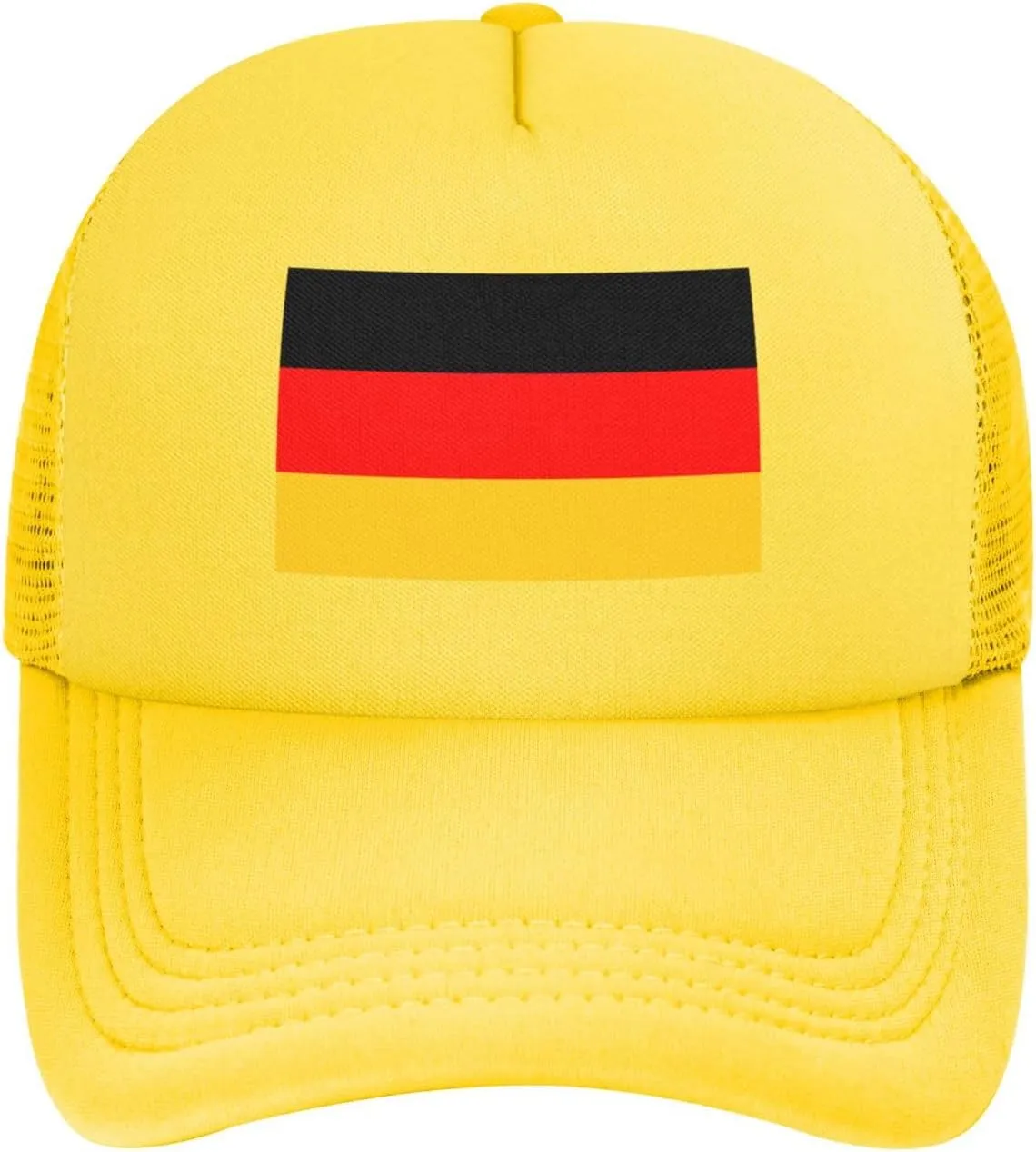 German Flag Baseball Cap Man's Womens Mesh Snapback Hats Adjustable Fishing Hat Yellow