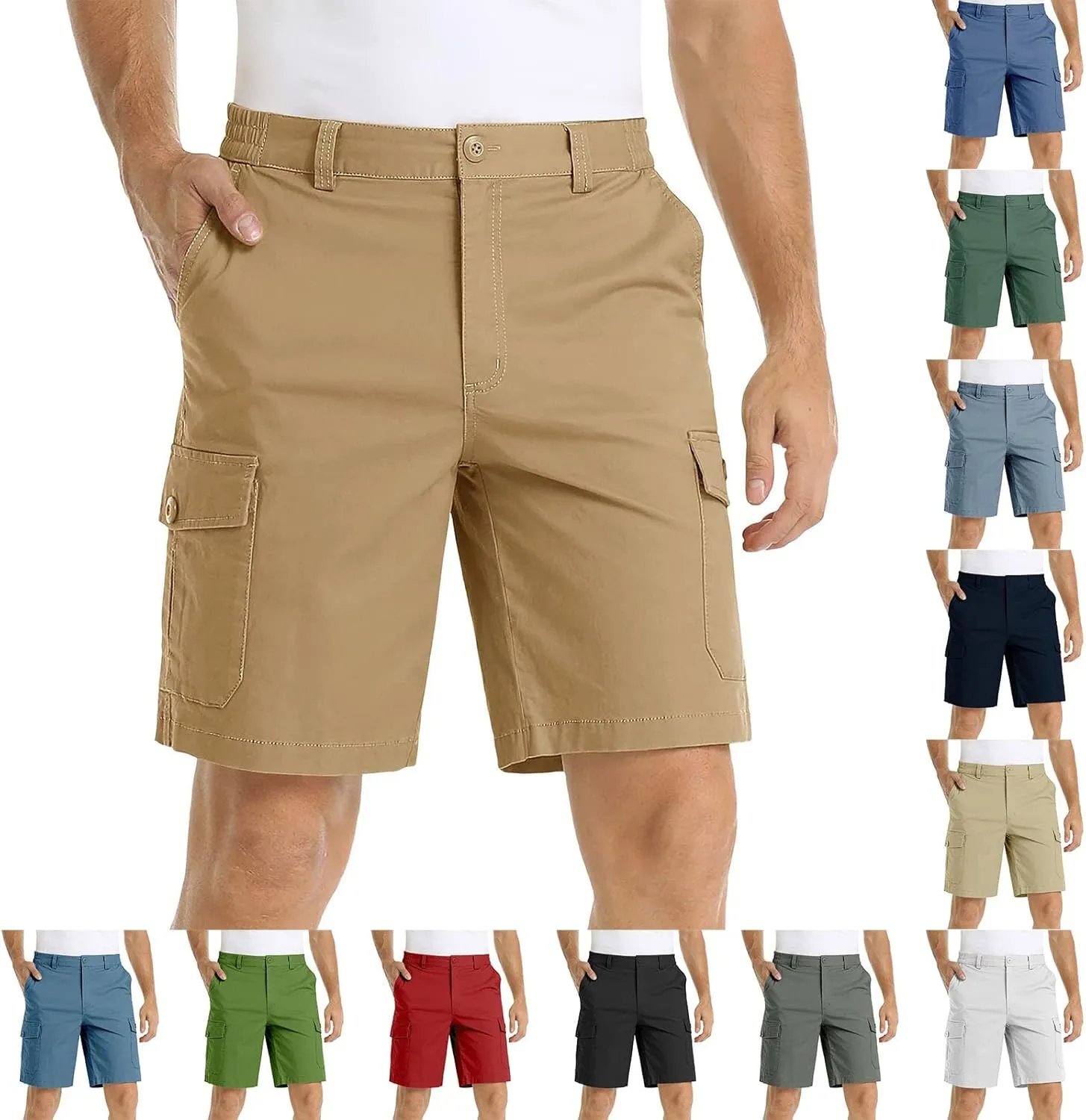 GOKKILRW Cargo Shorts for Men Outdoor Hiking Shorts Waterproof Quick Dry Lightweight Utility Ripstop Work Shorts with Pockets