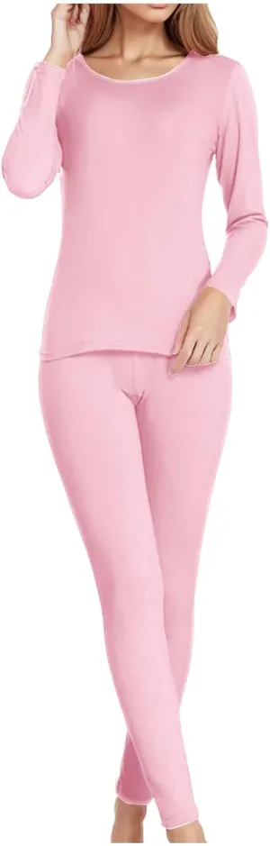 HGps8w Thermal Underwear for Women Ultra-Soft Base Layer Sets Plus Size Top & Bottom Pajamas Cold Weather Long Johns