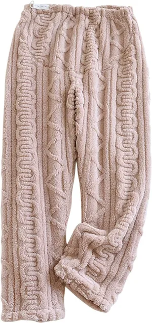 HGps8w Womens Flannel Pajama Pants Fuzzy Soft Pjs Bottoms Comfy Warm Thick Fleece Lounge Trousers Fluffy Sleepwear