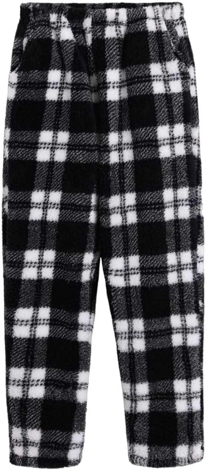 HGps8w Womens Plaid Plush Pajama Pants - Warm Winter Soft Fuzzy Fleece Outdoor Lounge Pants Fluffy Comfy Pjs Bottom Sleepwear