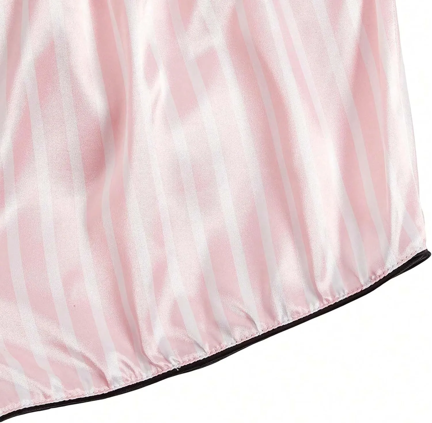 HGps8w Women's Striped Satin Slik Pajama Sets - Short Sleeve Lapel Button Down Top with Shorts 2 Piece Lounge Sleepwear