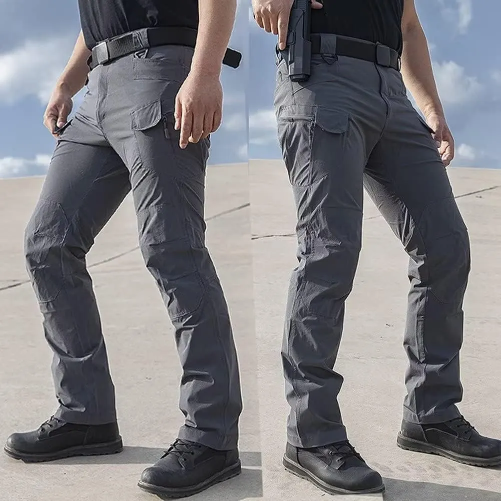 HNVAVQ Men's Combat Trousers Tactical Cargo Pants with Multi Pockets Outdoor Work Trousers