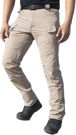 HNVAVQ Men's Combat Trousers Tactical Cargo Pants with Multi Pockets Outdoor Work Trousers