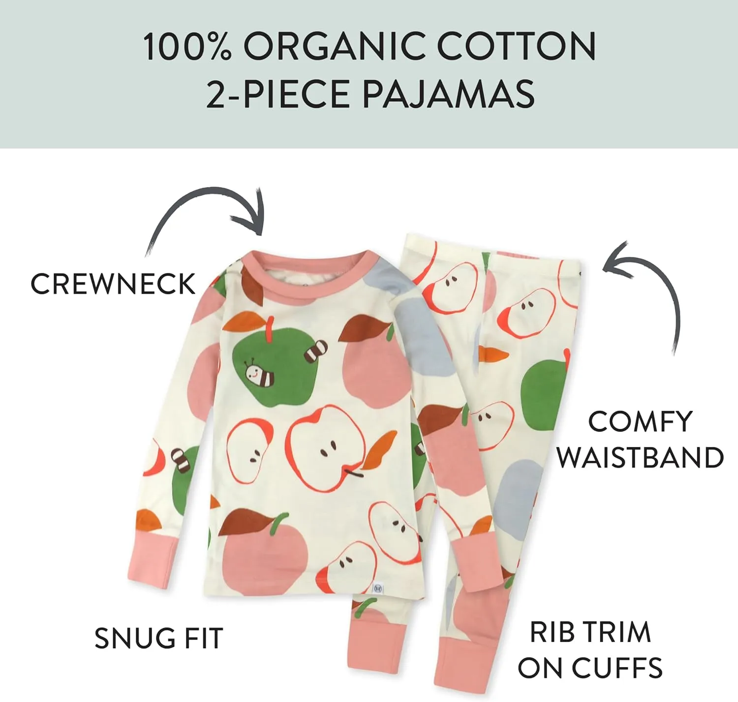 HonestBaby Baby, Toddler and Kids' 100% Organic Cotton Classics 2-Piece Pajamas