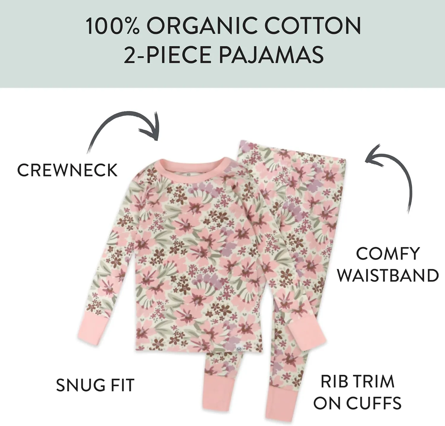 HonestBaby Baby, Toddler and Kids' 100% Organic Cotton Classics 2-Piece Pajamas