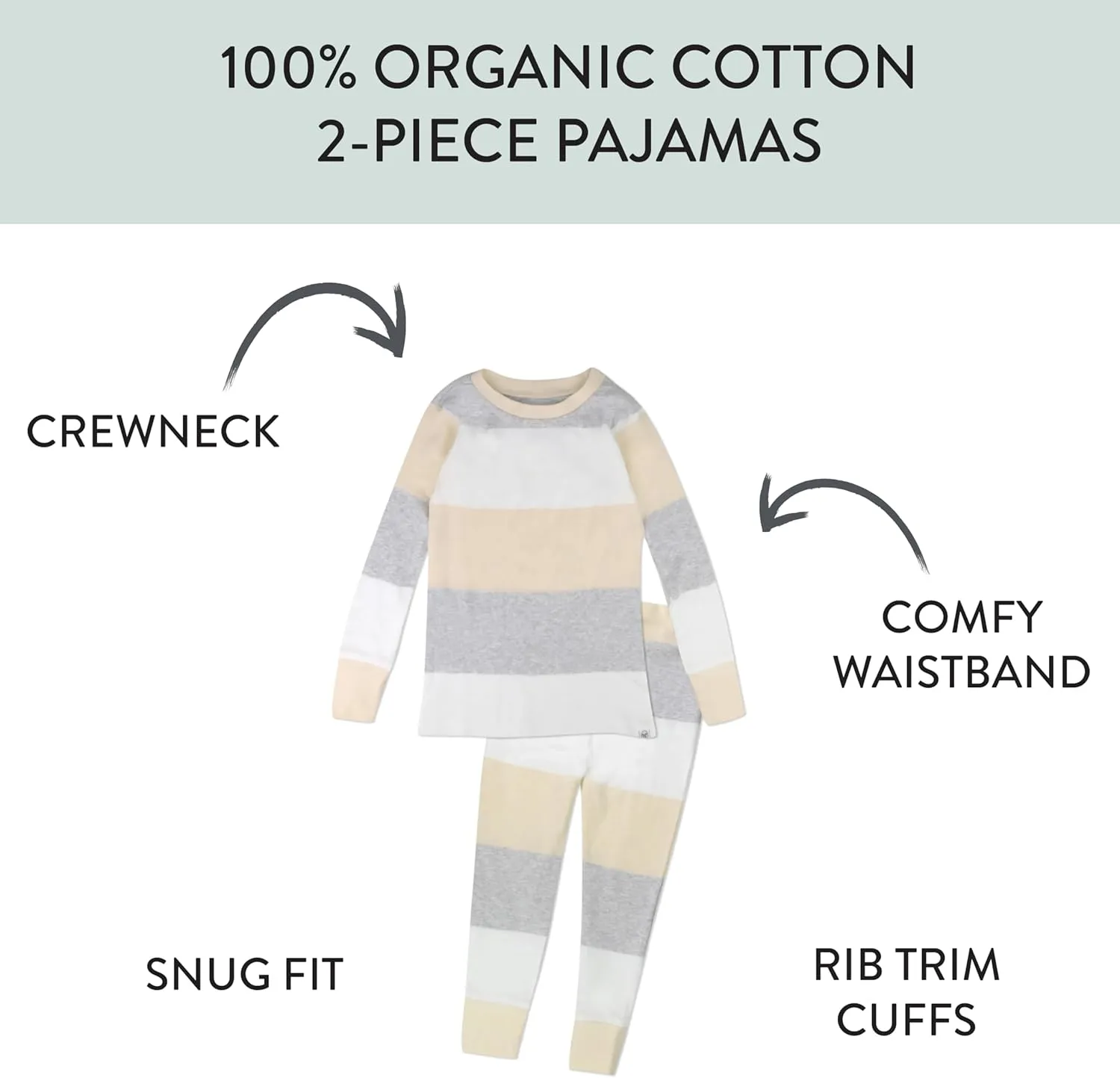 HonestBaby Baby, Toddler and Kids' 100% Organic Cotton Classics 2-Piece Pajamas
