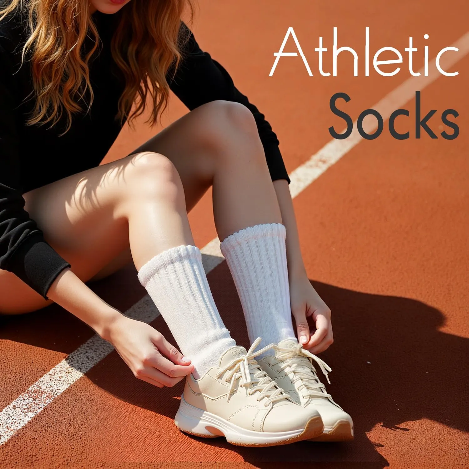 HONGTEYA Crew Socks for Women Cozy Cotton Slouchy Athletic Socks Slouch Boot Calf Workout Socks Size 5-11