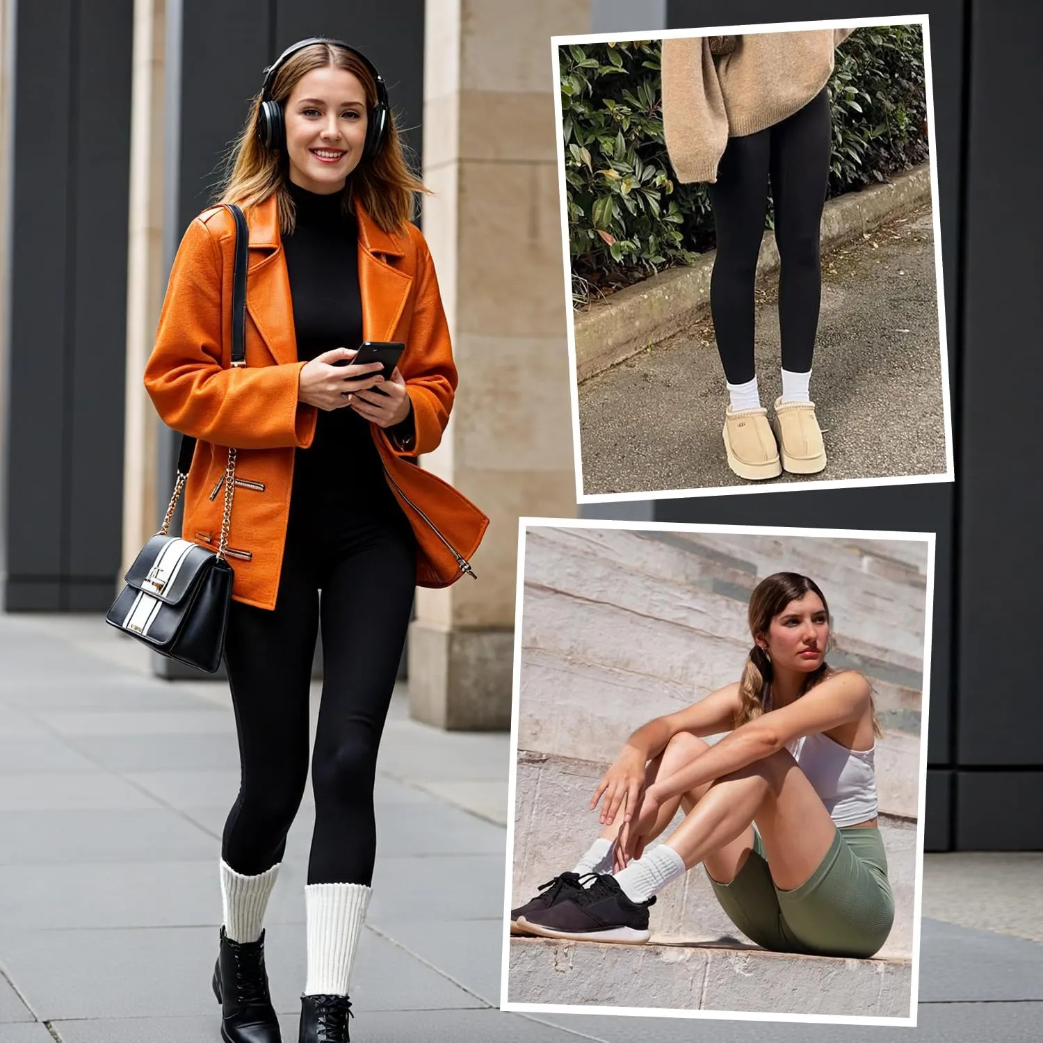 HONGTEYA Crew Socks for Women Cozy Cotton Slouchy Athletic Socks Slouch Boot Calf Workout Socks Size 5-11