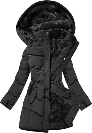 Hoodies for Women Fleece Lined Button Down Puffer Jacket Long Lightweight Winter Coats Loose Fit Casaul Versatile Parka