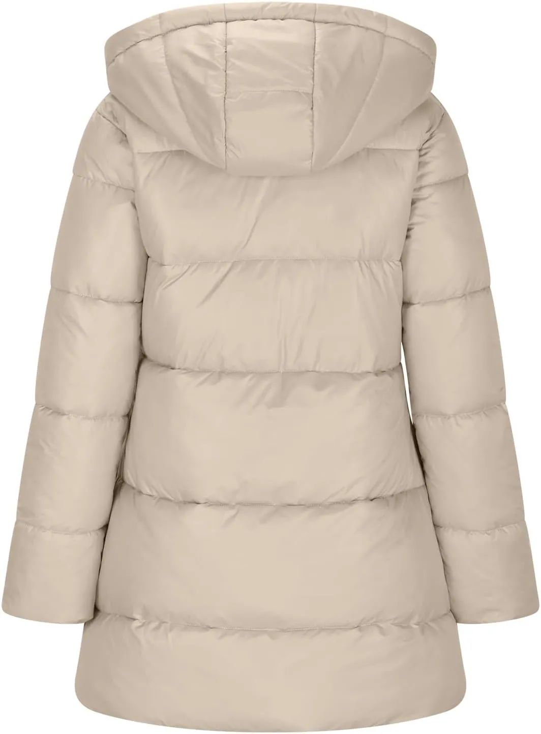 Hoodies for Women Fleece Lined Button Down Puffer Jacket Long Lightweight Winter Coats Loose Fit Casaul Versatile Parka