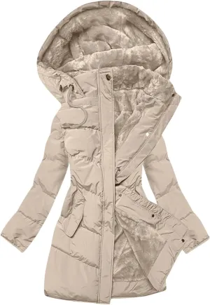 Hoodies for Women Fleece Lined Button Down Puffer Jacket Long Lightweight Winter Coats Loose Fit Casaul Versatile Parka