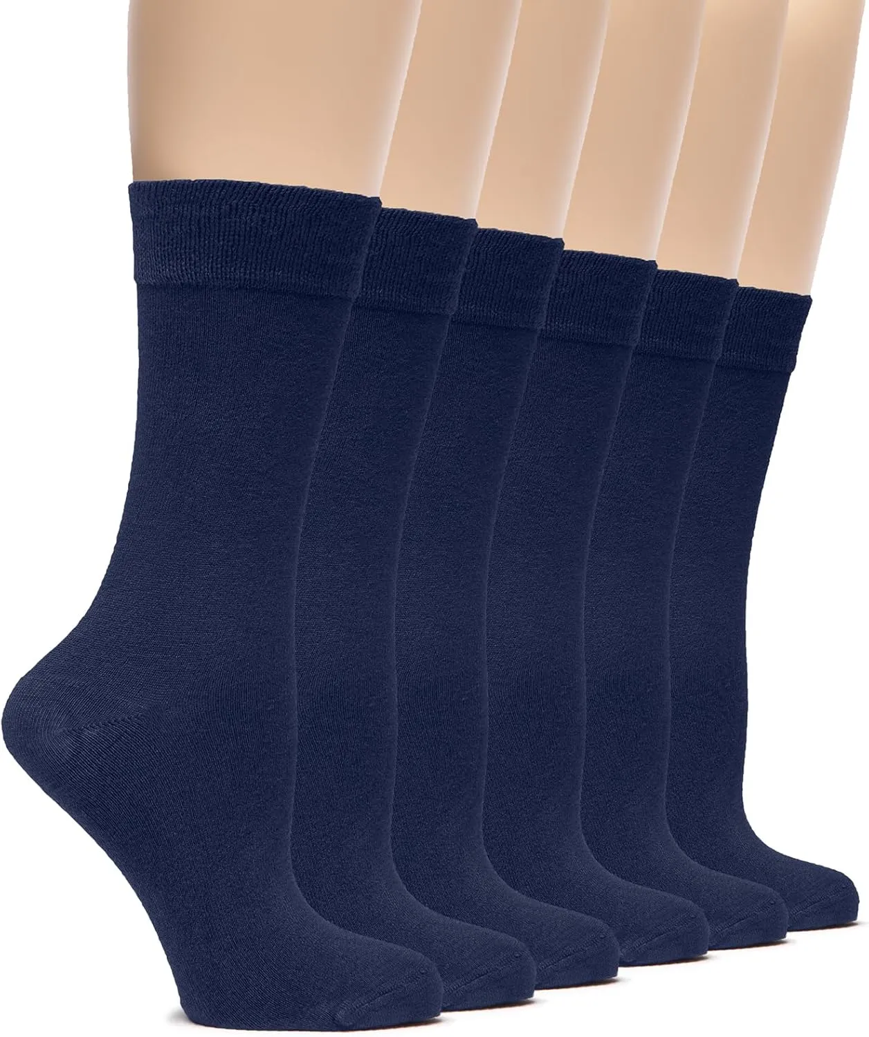 Hugh Ugoli Womens Bamboo Dress Socks, Extremely Soft, Thin, Crew Socks for Business Trouser Casual, Non-Binding, 3-6 Pairs