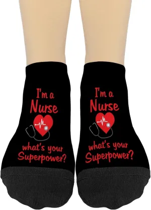 I'm A School Nurse What's Yours Superpowerss Men's Athletic Socks Dress Women Sock
