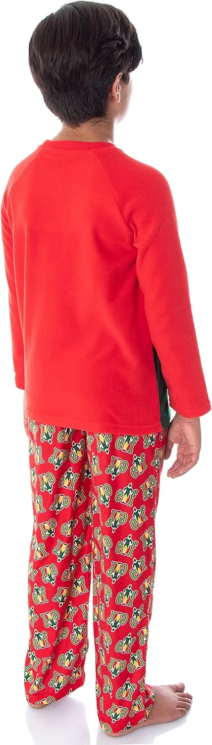 INTIMO Elf The Movie Boys' Buddy I Like Smiling, Smiling's My Favorite Raglan Shirt And Pants 2 Piece Pajama Set