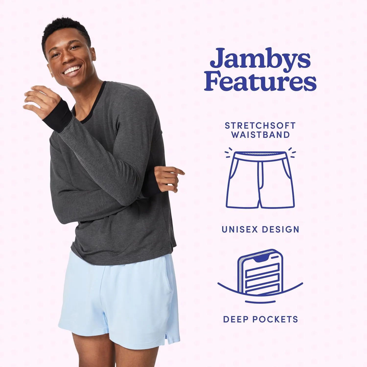 Jambys Boxers With Pockets | House Shorts Unisex Lounge and Sleep Shorts for Women and Men, Multi-Use Pajama Shorts