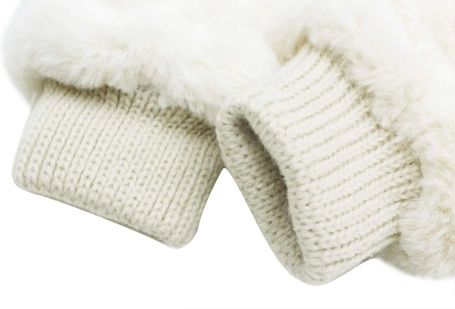 JUMISEE Women Winter Faux Fur Flip Cover Mittens Warm Soft Half Finger Fingerless Gloves