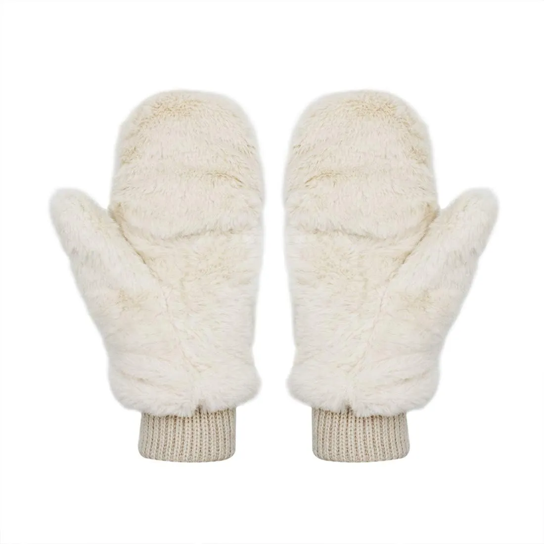 JUMISEE Women Winter Faux Fur Flip Cover Mittens Warm Soft Half Finger Fingerless Gloves