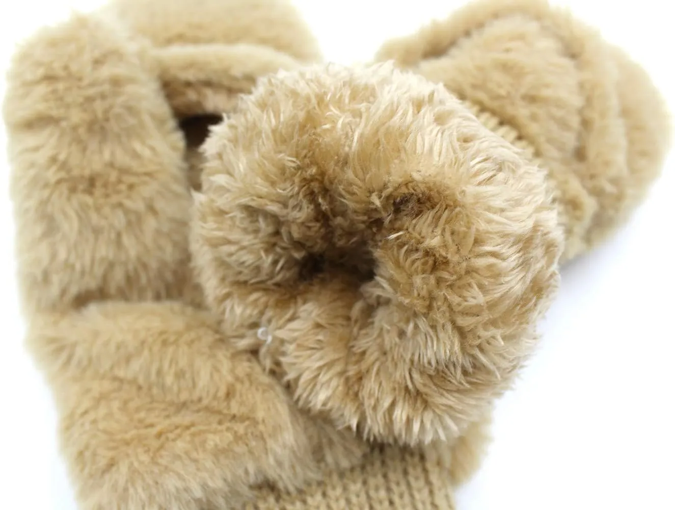 JUMISEE Women Winter Faux Fur Flip Cover Mittens Warm Soft Half Finger Fingerless Gloves