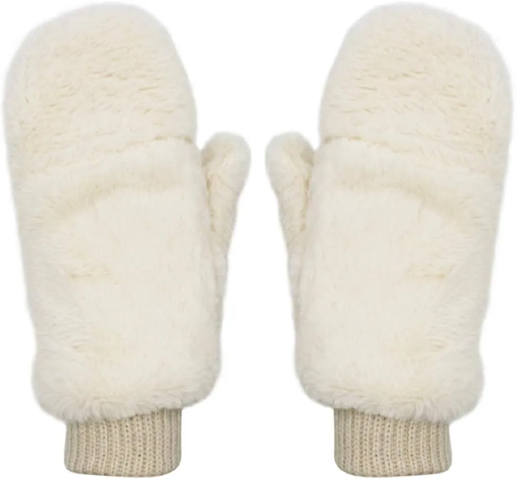 JUMISEE Women Winter Faux Fur Flip Cover Mittens Warm Soft Half Finger Fingerless Gloves
