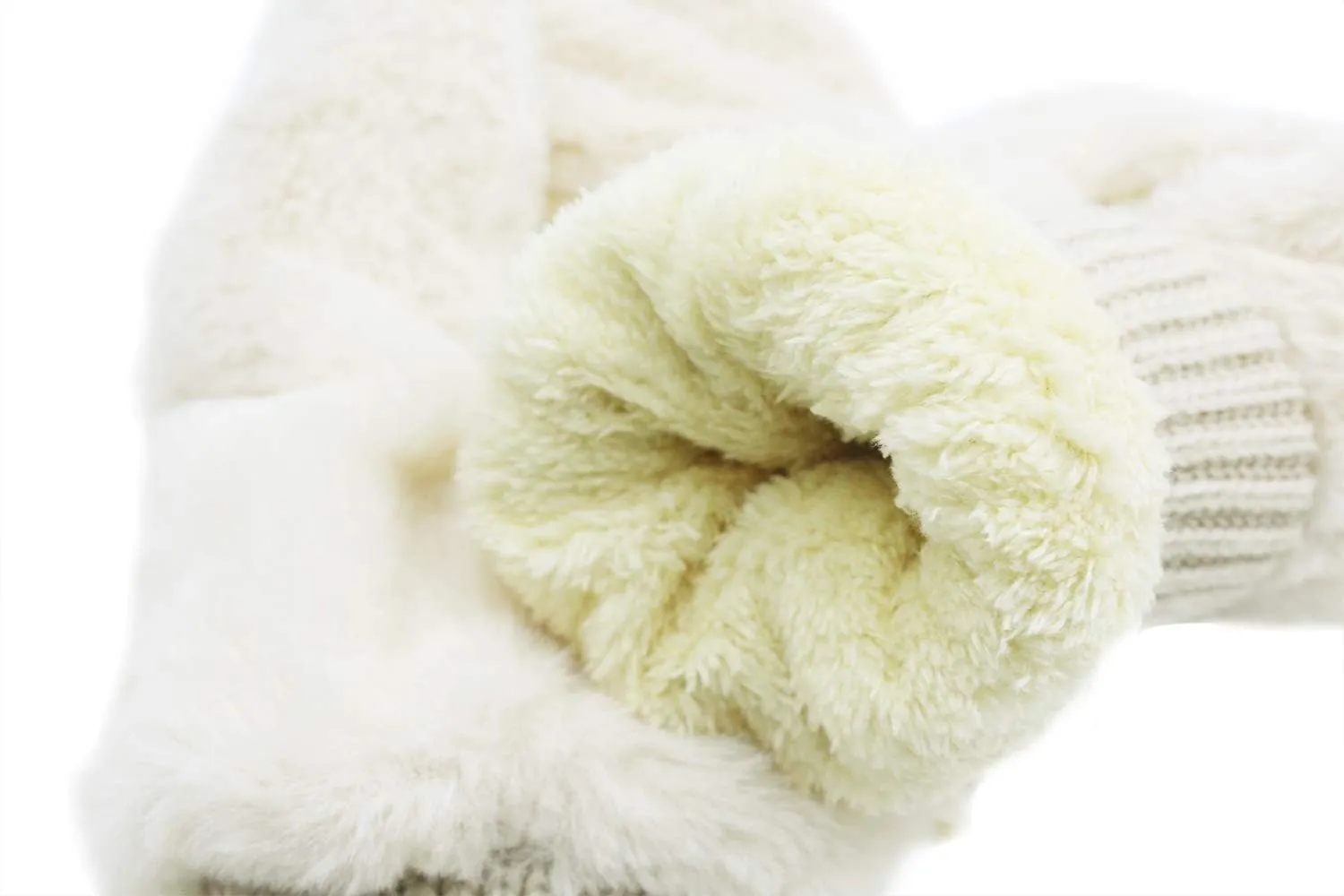JUMISEE Women Winter Faux Fur Flip Cover Mittens Warm Soft Half Finger Fingerless Gloves
