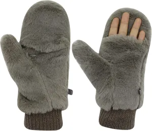 JUMISEE Women Winter Faux Fur Flip Cover Mittens Warm Soft Half Finger Fingerless Gloves