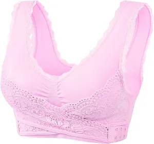 Lace Bralettes for Women Sexy Front Criss Cross Bras Soft Wireless Push Up Seamless Bra Comfort Yoga Cami T Shirt Bras