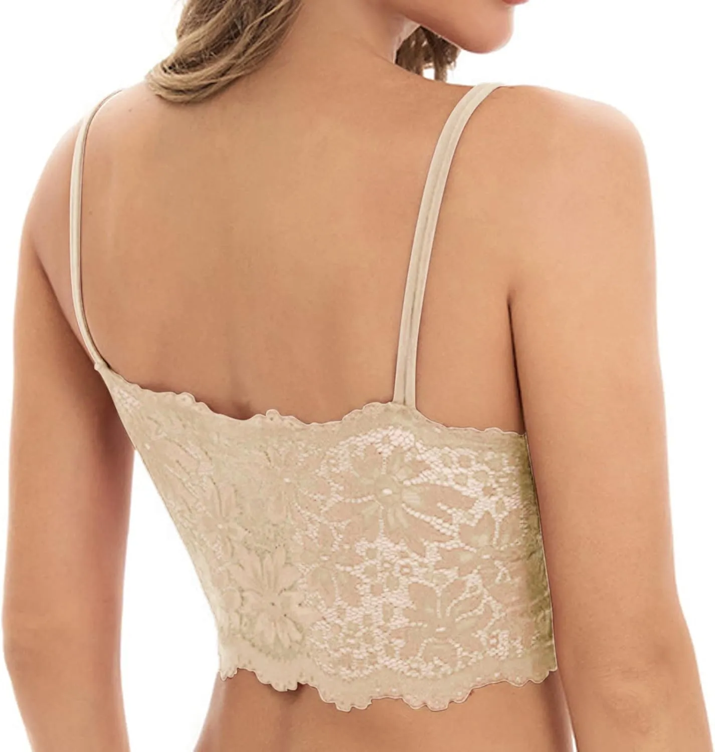 Lace Bralettes for Women Transparent Embroidery Padded Bandeau Bras Lightweight Comfortable Breathability Brassiere