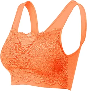 Lace Bralettes for Women Wire Free Push-up Sports BraBandeau Bra for Everyday Wear, Exercise and Offers Back Support