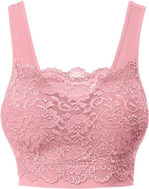 Lace Bralettes for Women Wire Free Push-up Sports BraBandeau Bra for Everyday Wear, Exercise and Offers Back Support