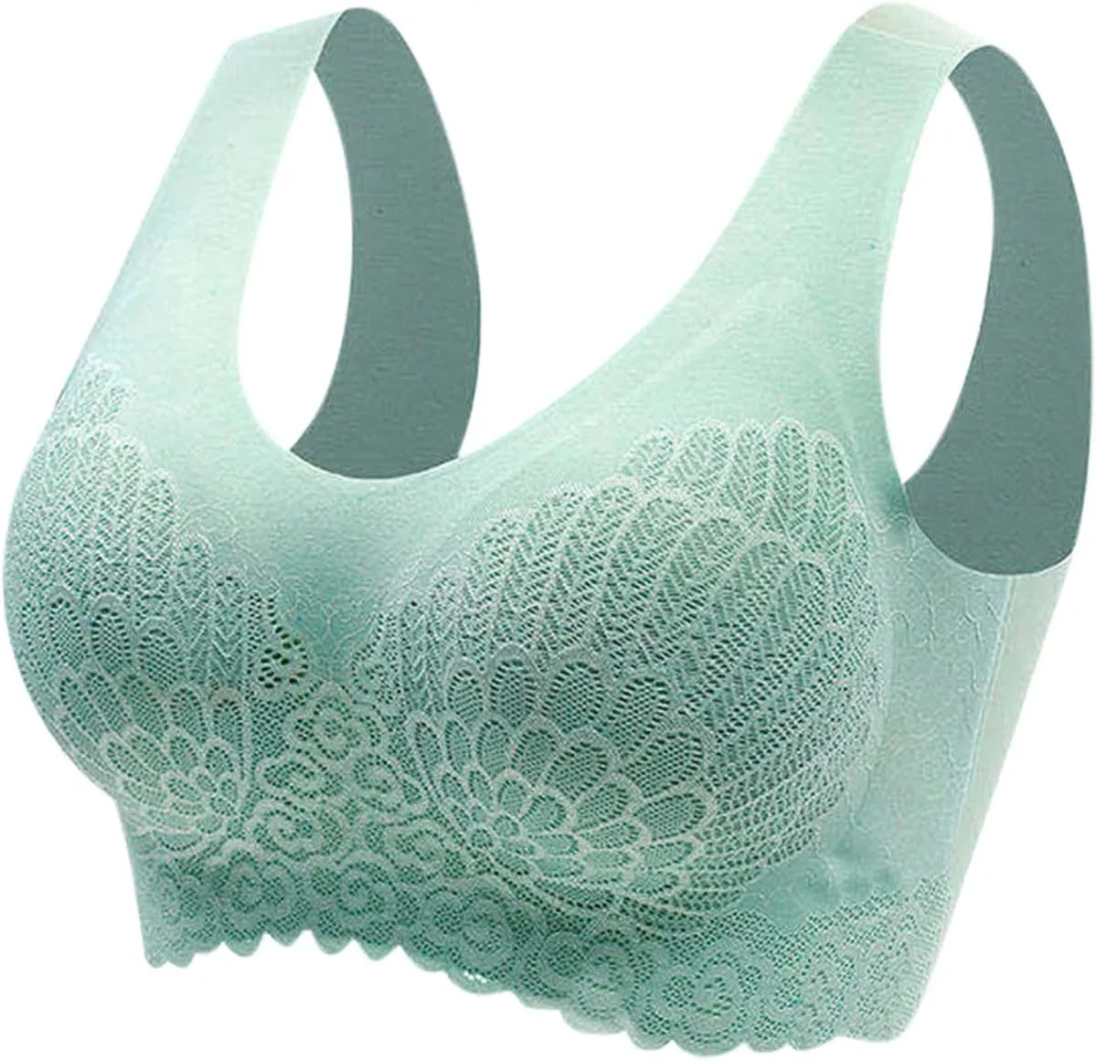 Lace Bras for Women Wireless Comfortable Push Up Bra Scalloped Seamless Full Coverage No Underwire Supportive T Shirt Bras