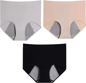 Ladies Briefs Women's Modal Underwear Soft High Waist Leakproof Panties High Absorbency, (Multicolor) 3pack