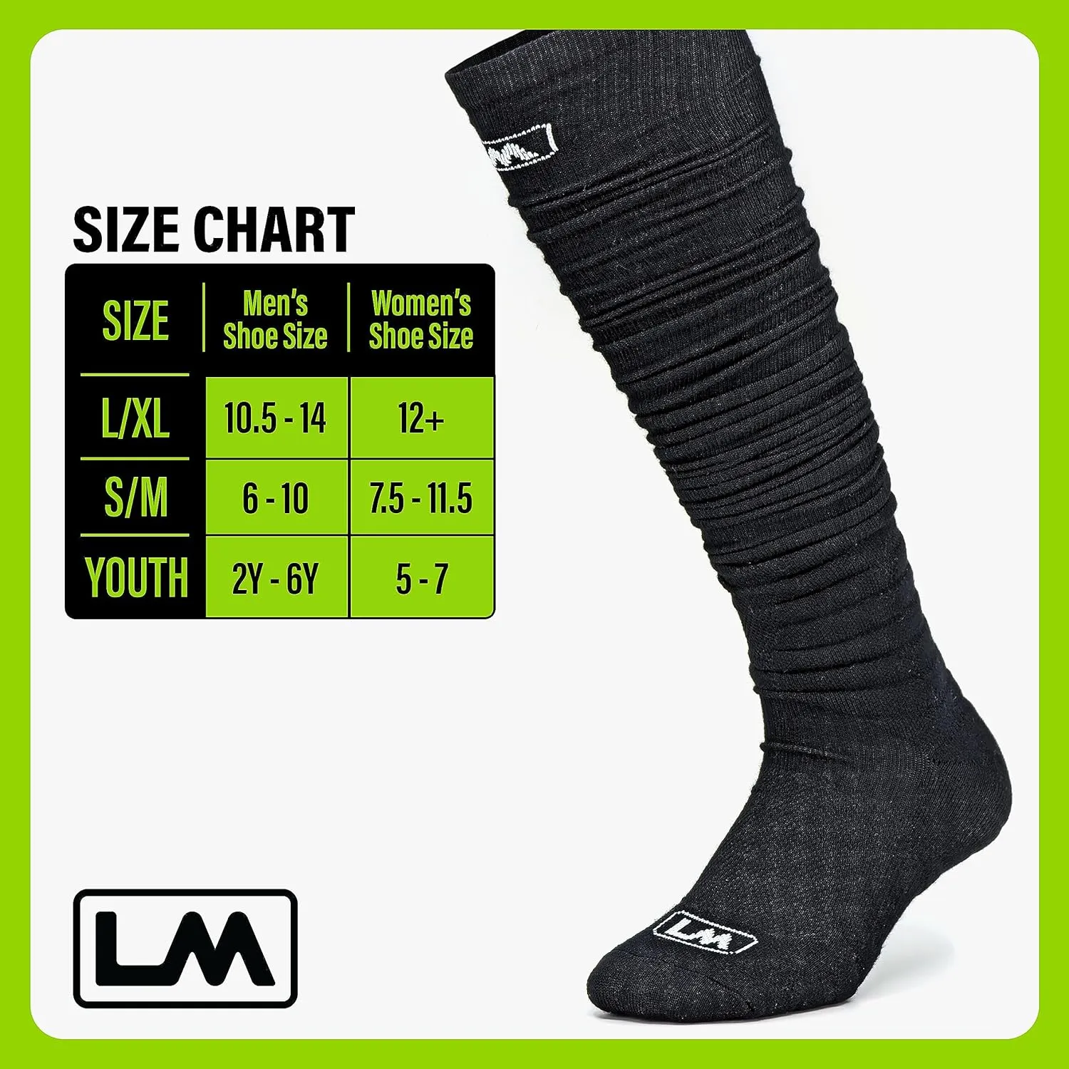 Loudmouth Football Scrunch Socks – Extra Long, Padded, Comfortable Football Socks for Men, Women & Youth