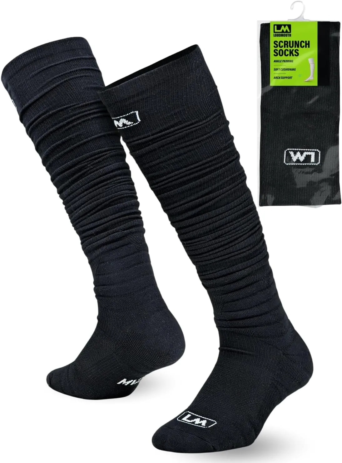 Loudmouth Football Scrunch Socks – Extra Long, Padded, Comfortable Football Socks for Men, Women & Youth